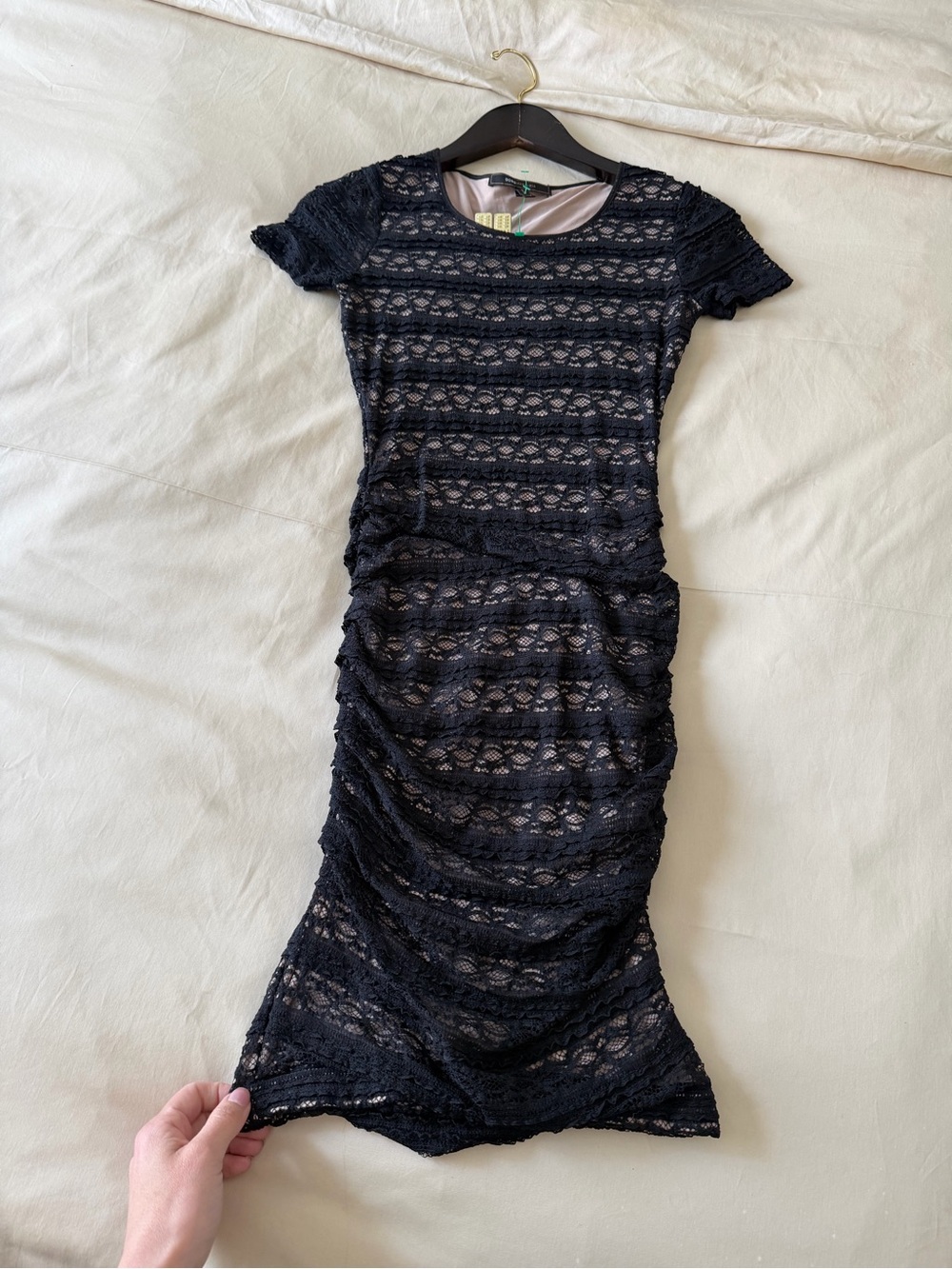 🗽New BCBGMaxAzria Black Lace Midi Dress